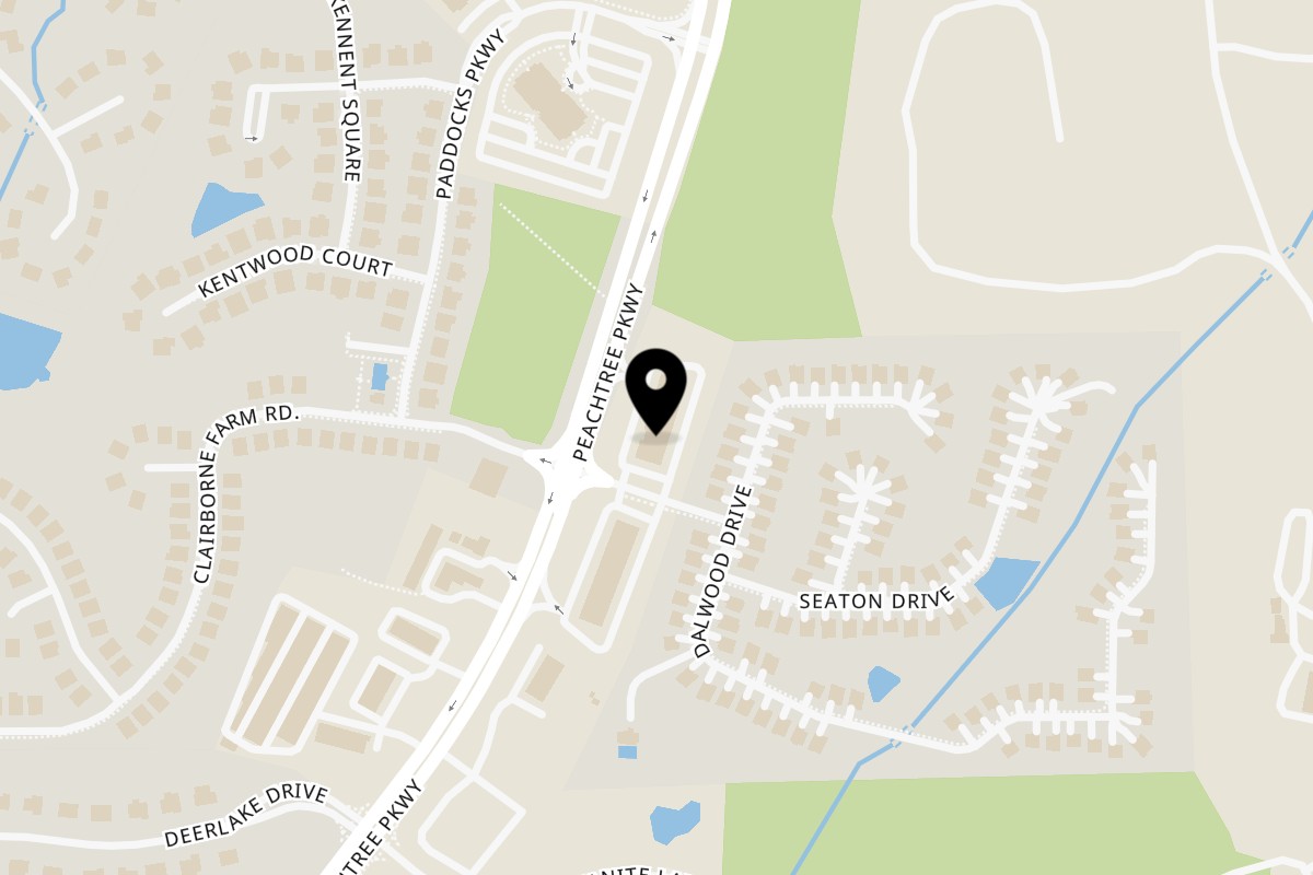Map showing the location of ADDA Sports Pub - Indian Restaurant on 3455 Peachtree Pkwy #212 in Suwanee